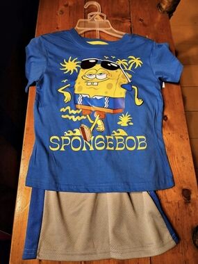 SpongeBob SquarePants Kids Blue & Gray Matching Set NWT